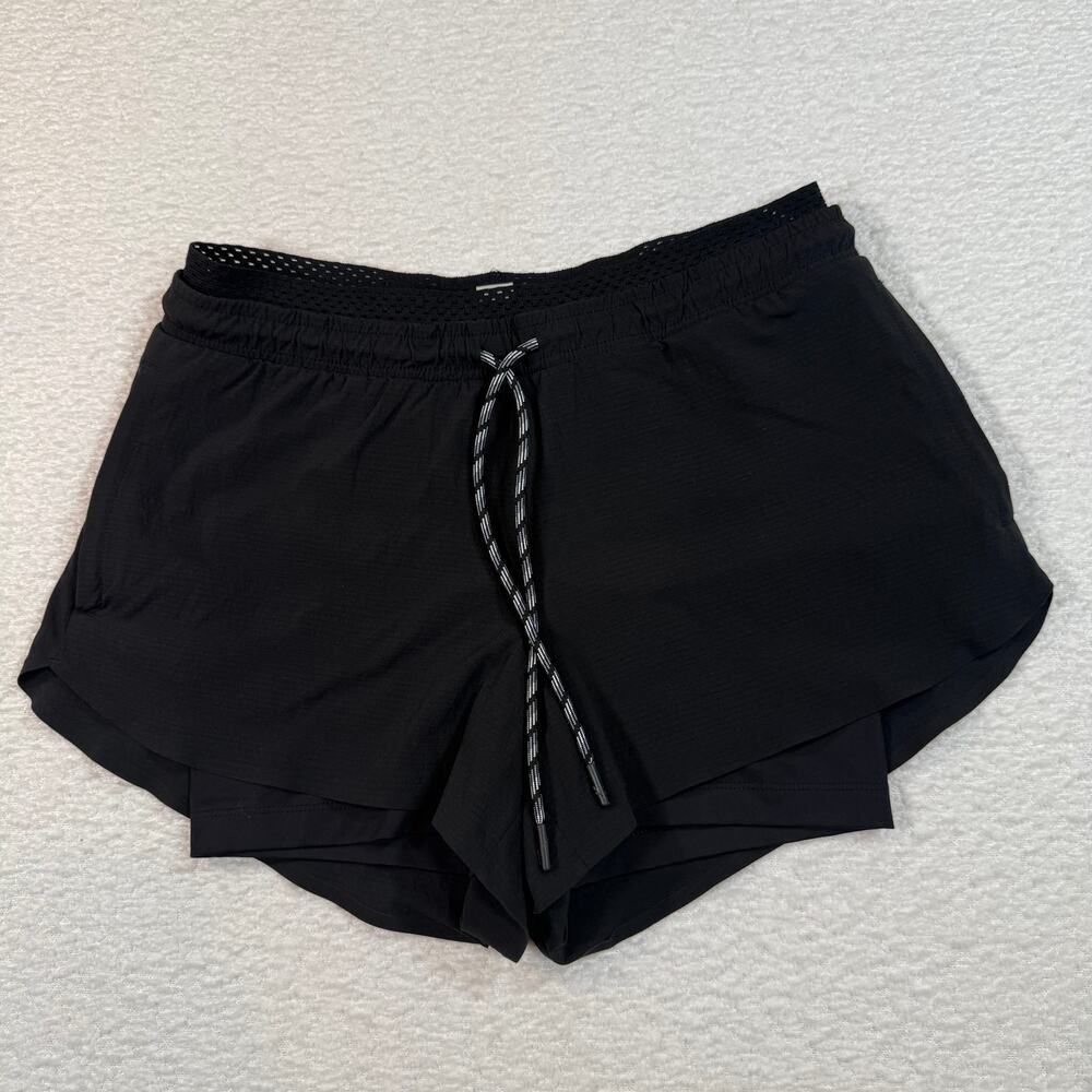 Athleta crest 2 in 1 shortie black womens shorts size 4 running gym